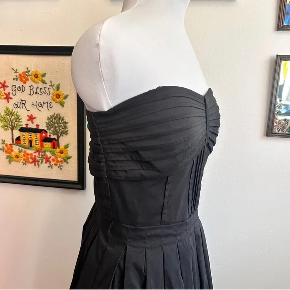Vintage 90s Y2K does 60s Le Château Strapless Pleated Pintuck Cocktail Dress - Picture 4 of 16